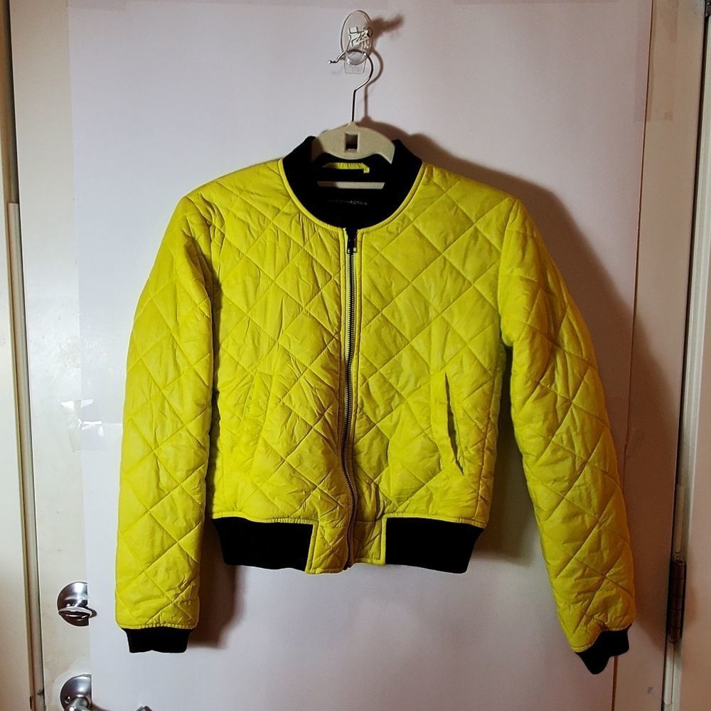 French Connection Size 0 green Neon Bomber Jacket